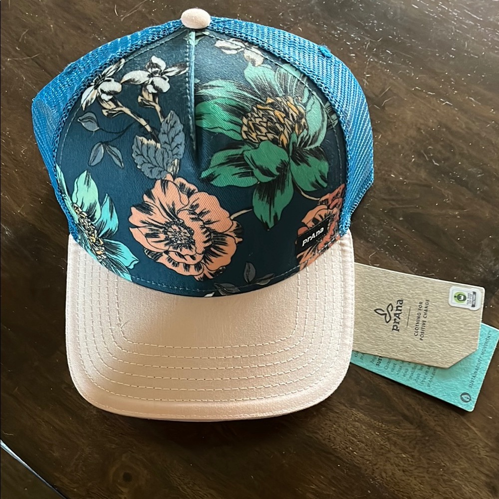 Prana Floral Blue and Cream Hat